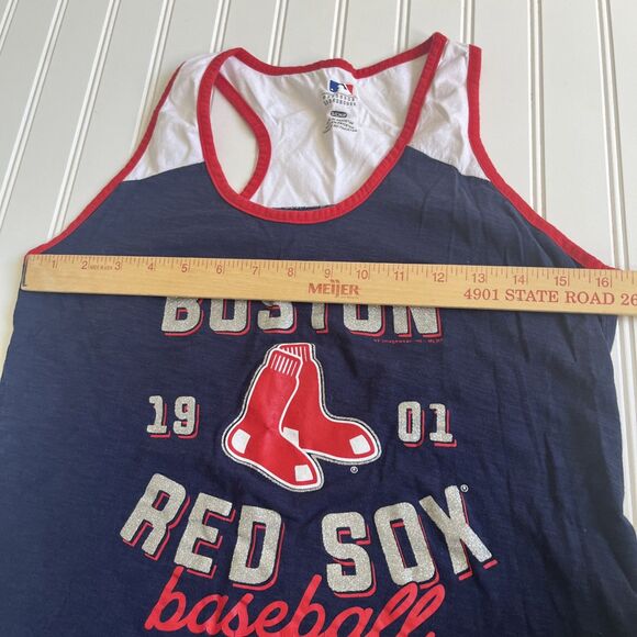 Boston Red Sox Women's Tank Top Navy Blue Size Small Glitter Logo - Picture 5 of 8